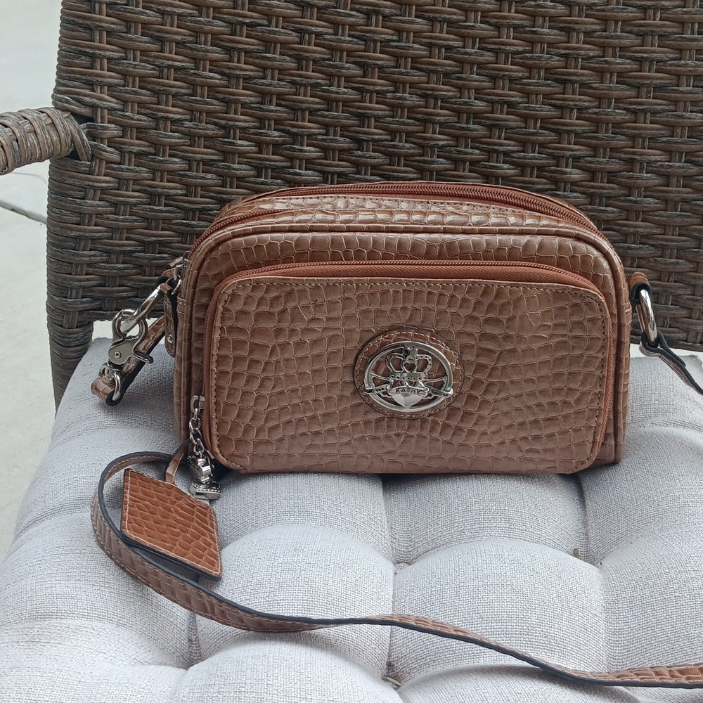 Kathy Van Zeeland Croc-Embossed Brown Crossbody Bag - Picture 13 of 15